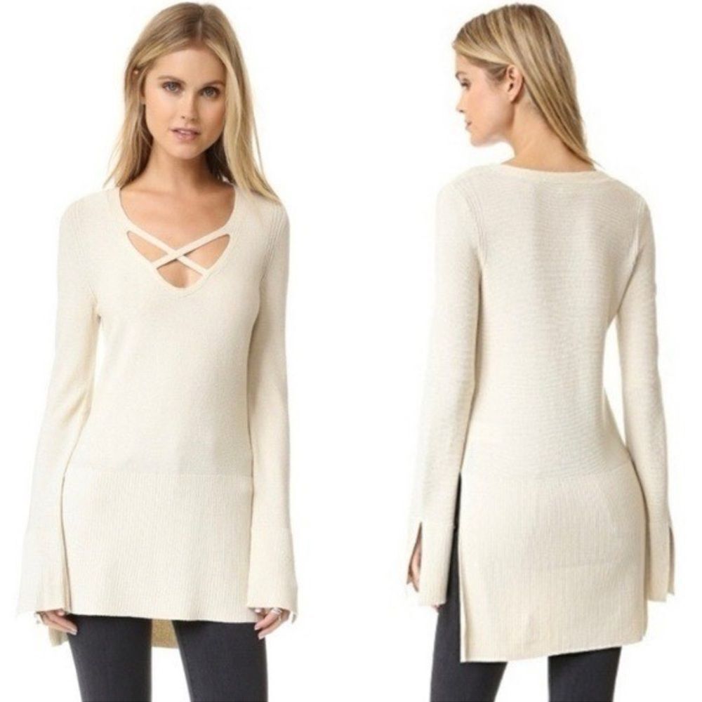 Free People Crisscross Long Sleeve Sweater Dress Tunic Top